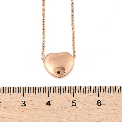 304 Stainless Steel Heart Pendant Cable Chain Necklaces for Women NJEW-Z055-03RG-1