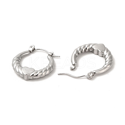 Non-Tarnish 304 Stainless Steel Heart Hoop Earrings for Women EJEW-L237-05P-1