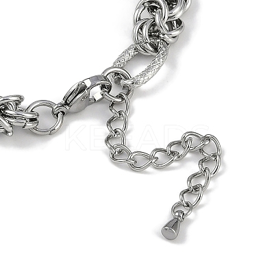 Anti-Tarnish 304 Stainless Steel Oval Ring Link Chain Anklets AJEW-A057-07P-1