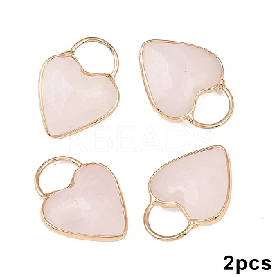 2Pcs Natural Rose Quartz Faceted Pendans KK-YW0003-63D-1