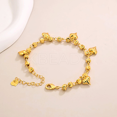 Vintage Beach Brass Heart Tassel Anklets for Women QQ1110-2-1