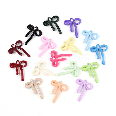 Rack Plating Spray Painted Alloy and ABS Imitation Pearl Pendants PALLOY-T090-44-1