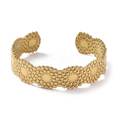 Ion Plating(IP) 304 Stainless Steel Cuff Bangles for Women BJEW-Z078-18G-1