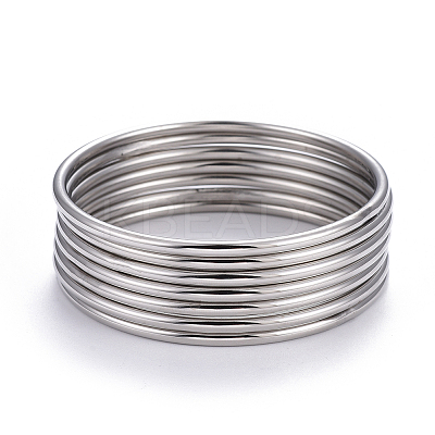 7Pcs 201 Stainless Steel Plain Bangle Sets for Women BJEW-L664-022C-P02-1