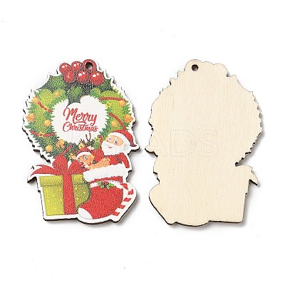 Single Face Christmas Printed Wood Big Pendants WOOD-D025-20-1