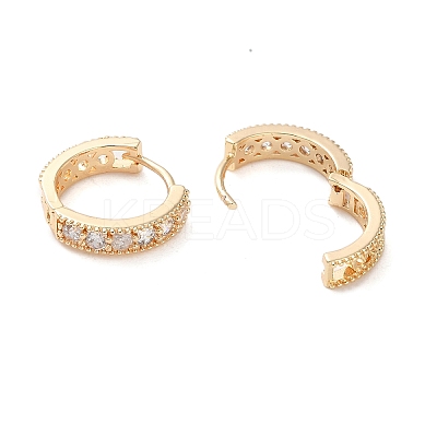Brass Micro Pave Clear Cubic Zirconia Hoop Earrings LS-EJEW-S234-05G-1
