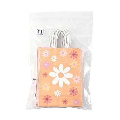 12Pcs 5 Colors Rectangle with Sunflower Pattern Paper Gift Bags CARB-FS0001-06-1