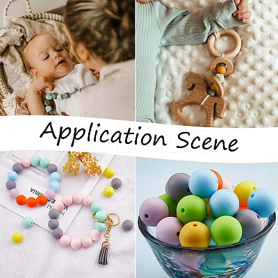 90Pcs Silicone Beads 15mm Round Silicone Bead Bulk Colorful Silicone Bead Kit for Keychain Jewelry DIY Crafts Making JX305A-1
