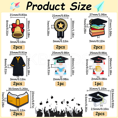 14Pcs 8 Styles Graduation Season Theme Silicone Focal Beads SIL-SC0002-18-1