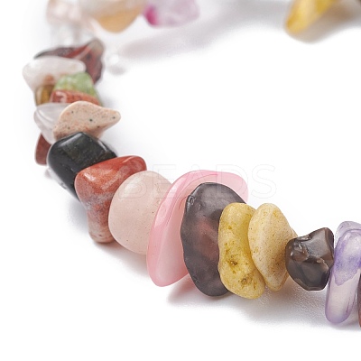 Natural & Synthetic Mixed Chips Beads Stretch Bracelet for Women BJEW-AL00003-07-1