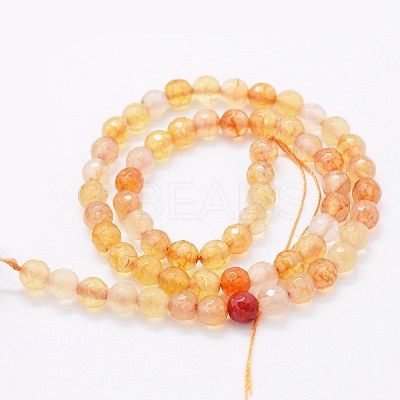 Faceted Natural Agate Beads Strands G-F561-6mm-D09-1