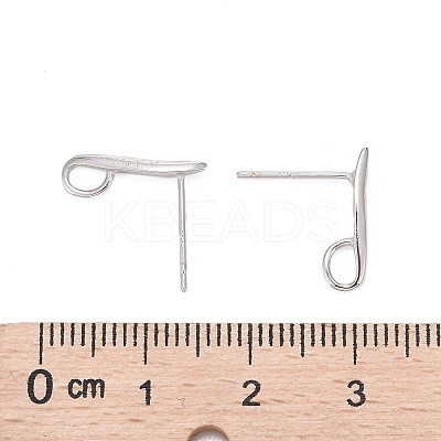 Anti-Tarnish Rhodium Plated 925 Sterling Silver Stud Earring Findings X-STER-K168-118P-1