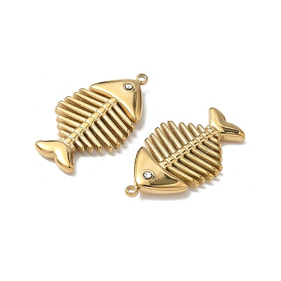 304 Stainless Steel Rhinestone Pendants Ion Plating(IP) STAS-V015-02G-1