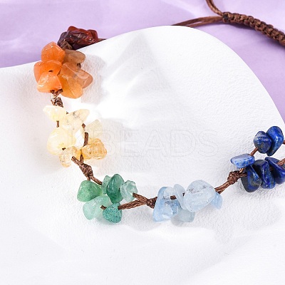 Adjustable Natural Chakra Gemstone Braided Bead Bracelets for Women BJEW-U035-02H-1