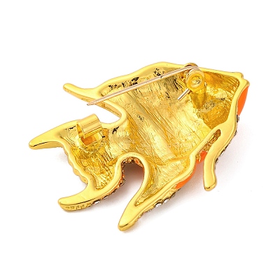Zinc Alloy Crystal Rhinestone Resin Fish Brooch LS-JEWB-U010-01G-01-1