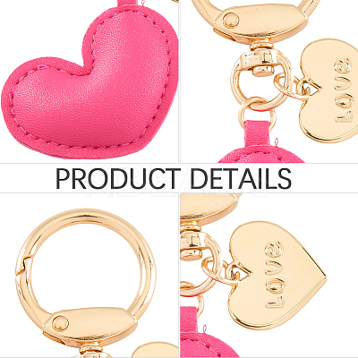 1Pc Imitation Leather Heart Keychain KEYC-CL0001-14E-1