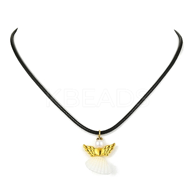 Natural Shell Fairy Pendant Necklace NJEW-JN04612-1