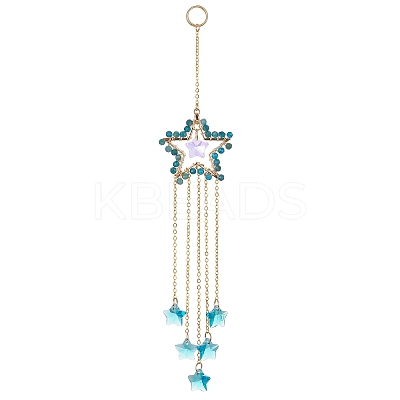 Natural Gemstone Beaded Pendant Decorations HJEW-JM01140-1