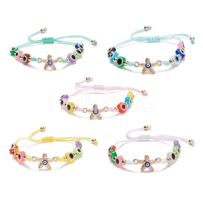 Resin Evil Eye Braided Bead Bracelet BJEW-JB08412-1