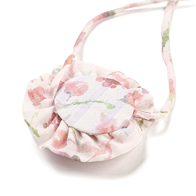 Flower Pattern Fabric Rose Tie Choker Necklaces for Women NJEW-Z022-01F-1
