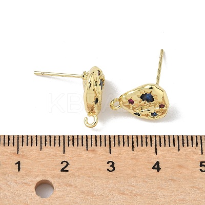 Brass Micro Pave Cubic Zirconia Stud Earring Findings KK-U075-01B-02G-1