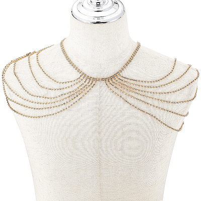 Brass Rhinestone Sexy Shoulder Bra Body Chain FIND-FH0008-13G-1