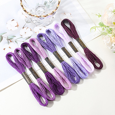 8 Skeins 8 Colors 6-Ply Polyester Embroidery Floss OCOR-CY0002-09E-1