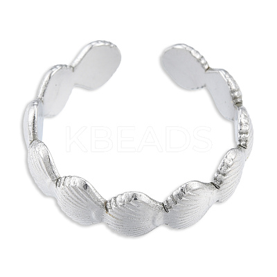 304 Stainless Steel Shell Wrap Open Cuff Ring for Women RJEW-N038-100P-1