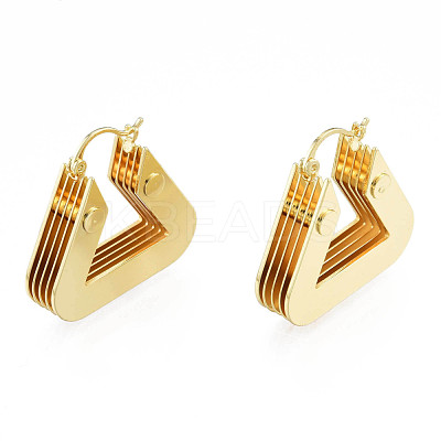 Brass Multi-Layer Triangle Hoop Earrings for Women EJEW-N011-90-1
