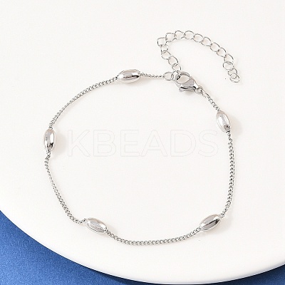 201 Stainless Steel Curb Chain Bracelets for Women BJEW-G767-01A-P-1