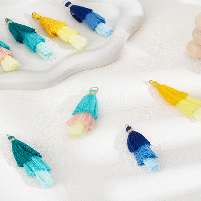 8Pcs 4 Colors Cotton Tassel Pendants FIND-LP0003-02-1