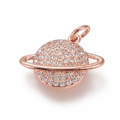 Brass Micro Pave Clear Cubic Zirconia Pendants ZIRC-L091-058RG-1