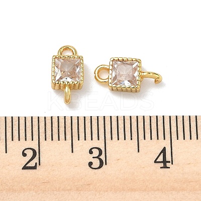 Brass Pave Cubic Zirconia Square Connector Charms KK-P348-12G-03-1