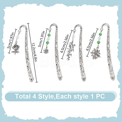 4 Styles Alloy Hook Bookmark AJEW-DR00018-1