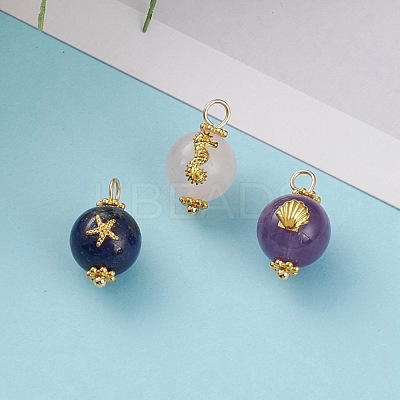Natural Rose Quartz & Amethyst & Lapis Lazuli Pendants PALLOY-JF00591-1
