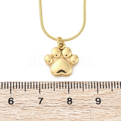 304 Stainless Steel Dog Paw Print Pendant Necklaces for Women NJEW-Z044-13G-1