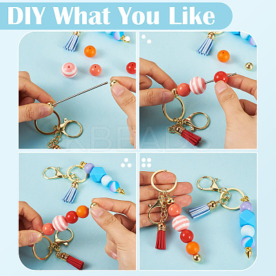 DIY Alloy & Aluminum Alloy Bar Beadable Keychain Making Kits DIY-TA0012-43G-1