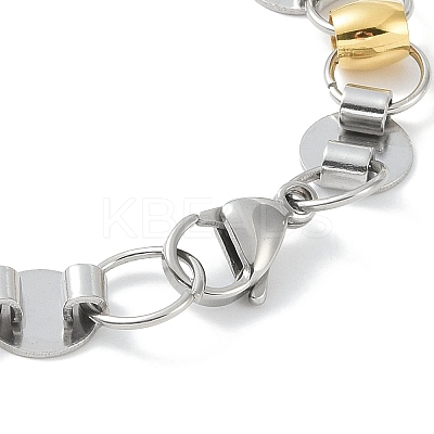 201 Stainless Steel Flat Round Link Chain Bracelets for Women Men BJEW-I316-08B-1