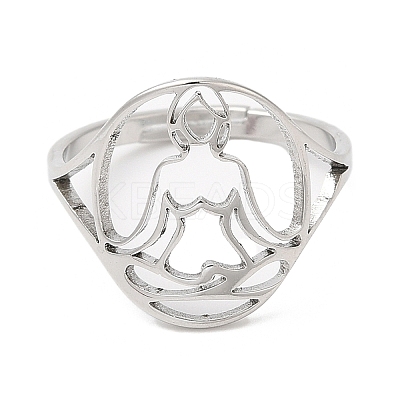 Non-Tarnish 304 Stainless Steel Holllow Human Adjustable Ring for Women RJEW-M149-16P-1