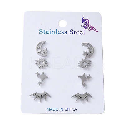304 Stainless Steel Earring Sets EJEW-S248-07P-1