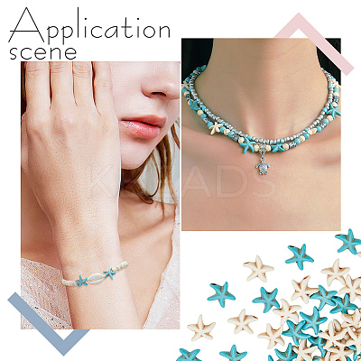 4 strands 2 colors Synthetic Turquoise Beads Strands TURQ-AR0001-44-1