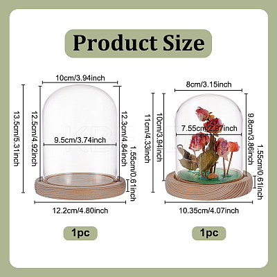 2Pcs 2 Styles Glass Dome Cover AJEW-NB0007-93-1
