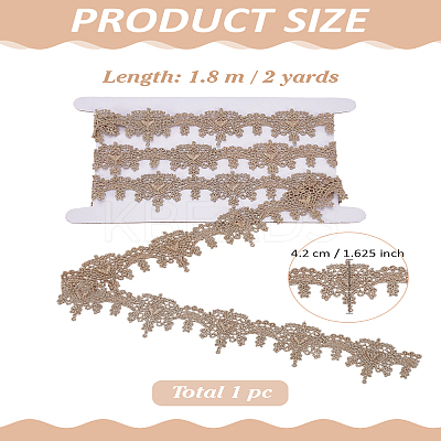 2 Yards Metallic Yarn Flower Lace Trim Ribbons OCOR-LP0002-92-1