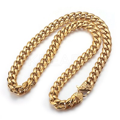 Ion Plating(IP) 201 Stainless Steel Curb Chain Necklaces NJEW-P243-01G-02-1