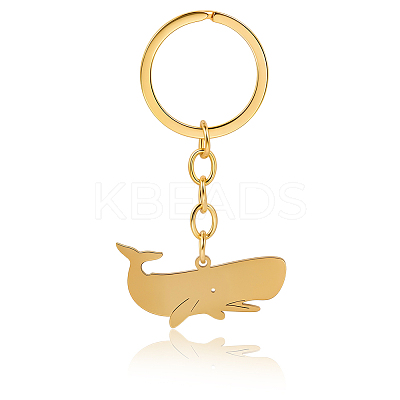 6Pcs Whale Stainless Steel Pendants Keychain KEYC-BBC0001-12B-1