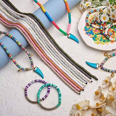 10 Strands 10 Colors Flat Round Handmade Polymer Clay Beads CLAY-SZ0001-98-1