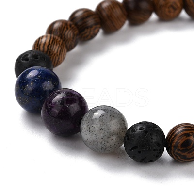 Wood Beads Stretch Bracelets Making BJEW-PH00009-18-1