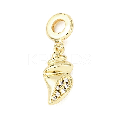 Brass Micro Pave Clear Cubic Zirconia Sea Animal European Dangle Charms KK-B159-04G-04-1