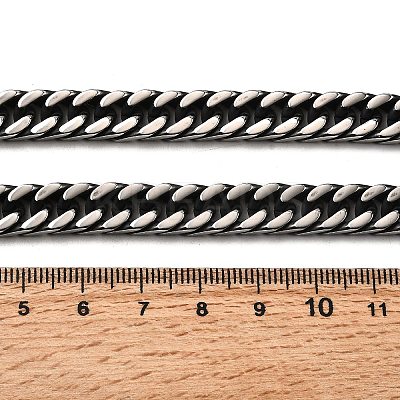 Non-Tarnish Men's 304 Stainless Steel Diamond Cut Cuban Link Chain Necklaces NJEW-L173-002A-P-1