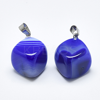 Natural Banded Agate/Striped Agate Pendants G-T122-19D-1